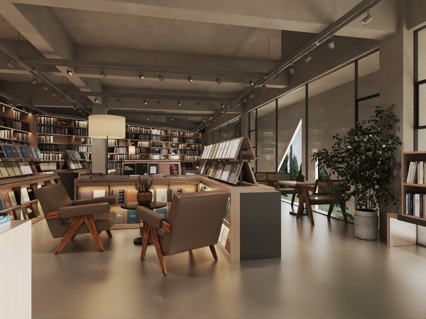 Modern Cozy Bookstore Reading Lounge Interior 3D Model - TurboSquid 2515621