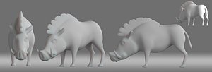 3D cartoon wild boar
