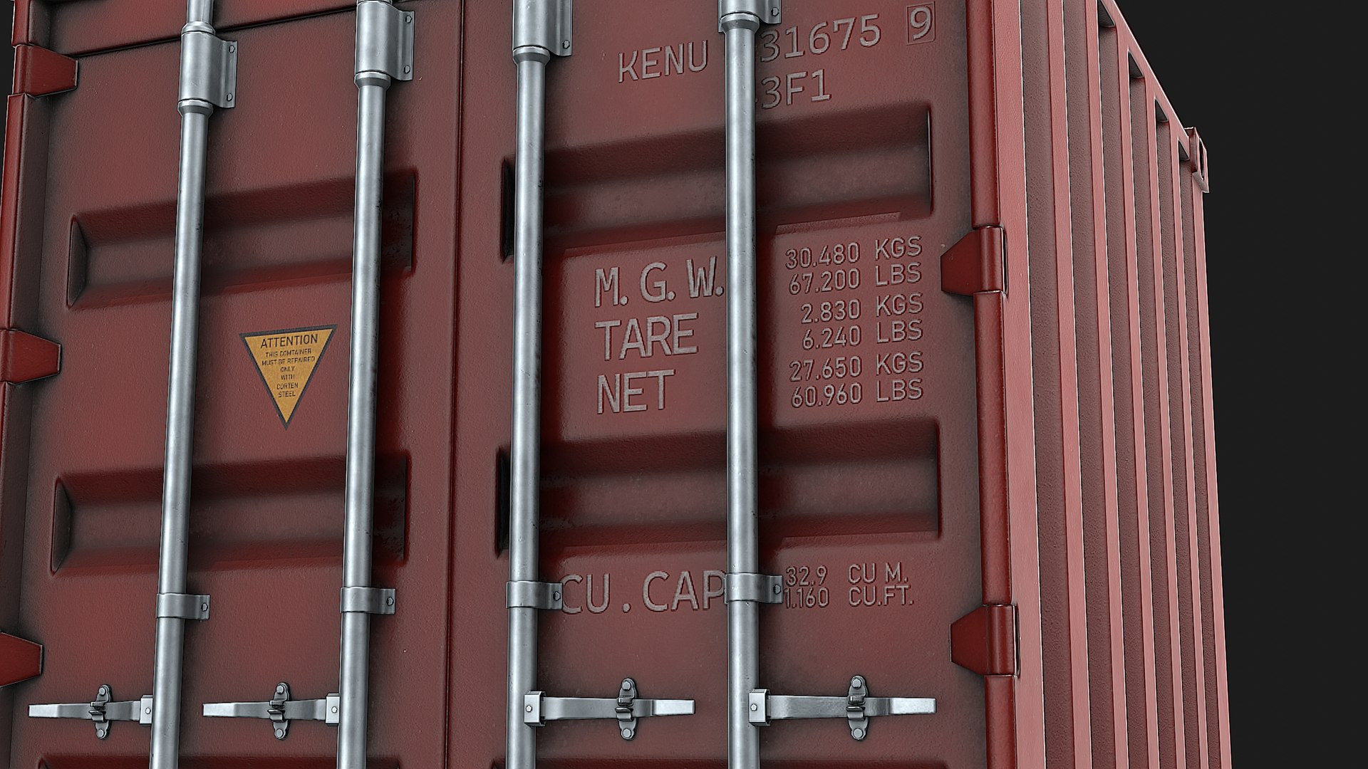 10ft Shipping Container - Red 3D Model - TurboSquid 2149620