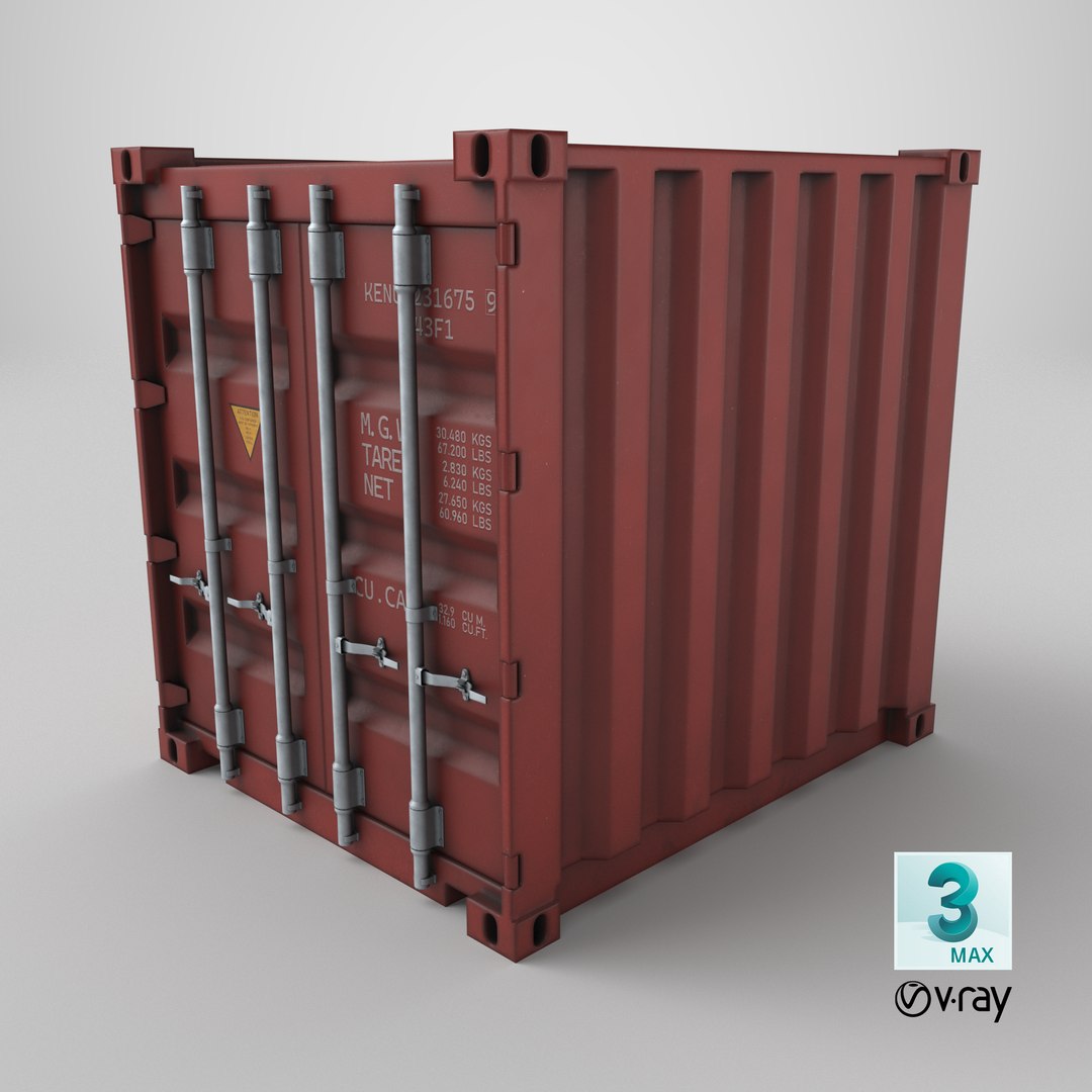 10ft Shipping Container - Red 3D Model - TurboSquid 2149620
