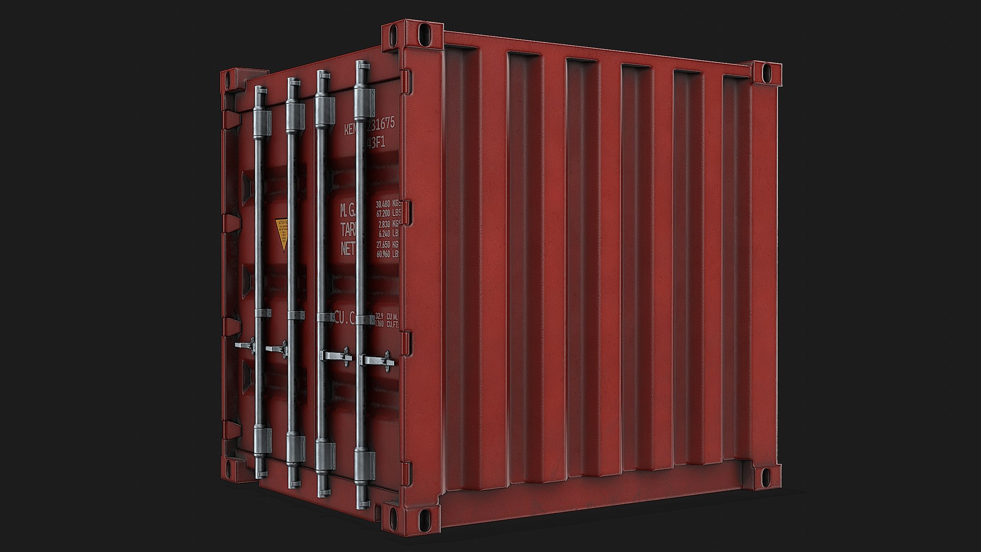 10ft Shipping Container - Red 3D Model - TurboSquid 2149620