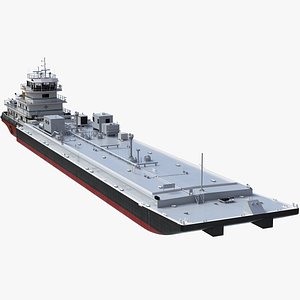 3D Pushboat with Tank Barge model