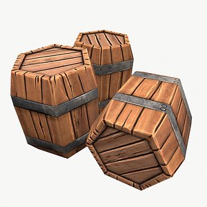 free obj mode stylized low-poly barrel