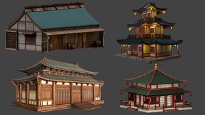 3D Asian Japanese Traditional Building Collection model