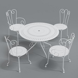 3D model French Wrought Iron Bistro Lawn Garden Furniture Set