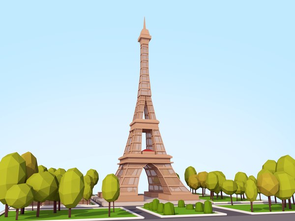 modèle 3D de Scène Tour Eiffel Low Poly - TurboSquid 1341272