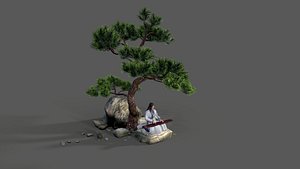 ancient china zither musical instrument 3D model