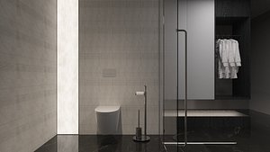 Modern Black Stone Bathroom Interior 3D Model