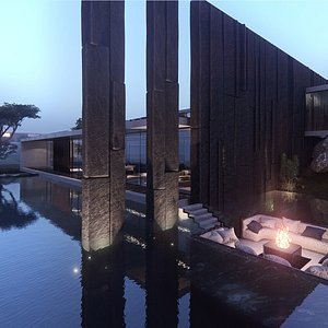 Modern beach house with interior