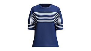 3D model Girls Chevron Stripe Puff-Sleeve Knit Top