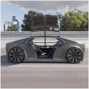 Self-Driving  concept car with interior and rigged