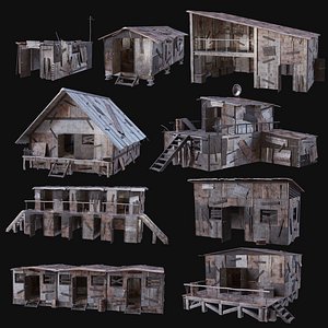 SHELTER POST APO HOUSE HUT IMPROVISED PLATE DEBRIS SURVIVAL AAA 3D model