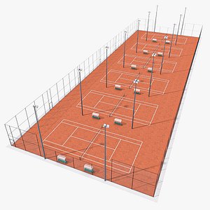 3D Tennis clay court complex model