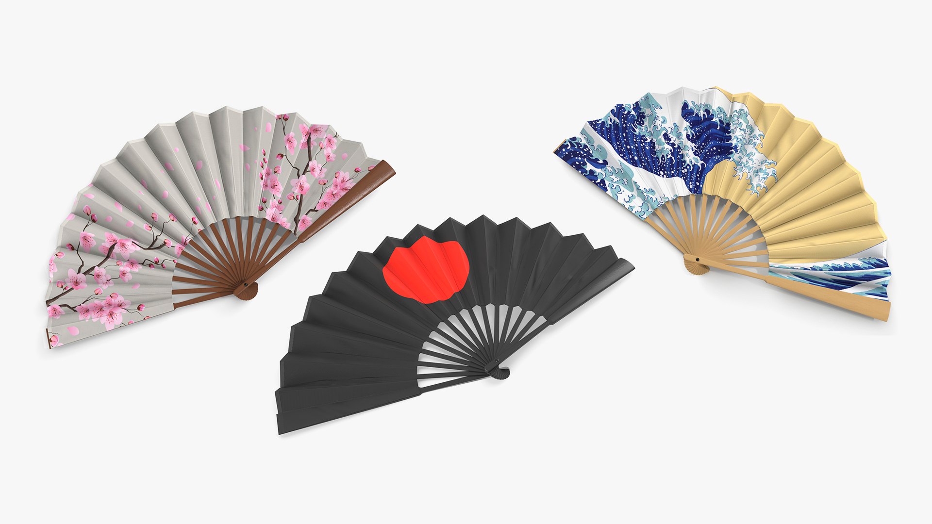 Japanese Folding Fans Collection 3D Model - TurboSquid 2498287