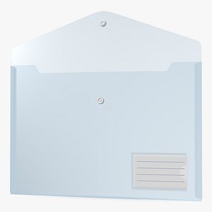 Clear Plastic Document Folder Open Blue 3D