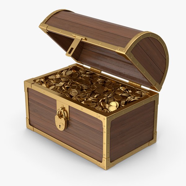 Wooden Chest With Coins 3D model