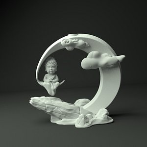 BackFlow Incense Burner Buddha and Moon for 3D print model