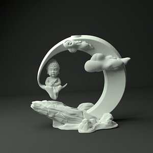 BackFlow Incense Burner Buddha and Moon for 3D print model