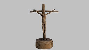 jesus wooden statue hi poly 3D