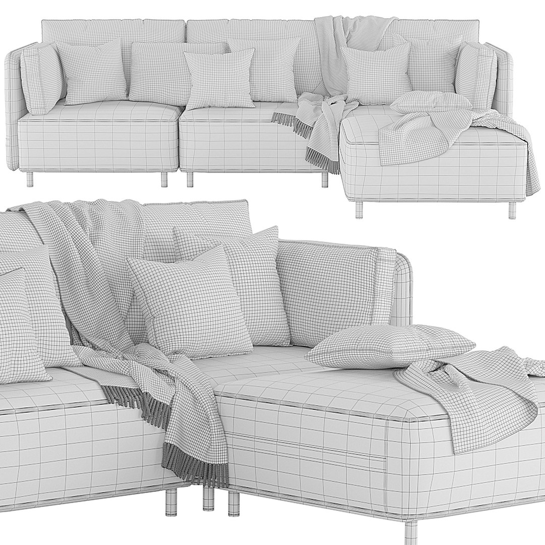Fana Linen Modular Sectional Sofa By Acanva 3D Model - TurboSquid 2141483