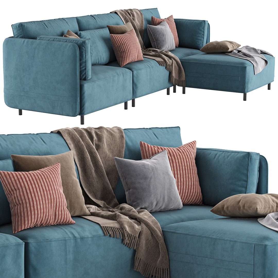 Fana Linen Modular Sectional Sofa By Acanva 3D Model - TurboSquid 2141483