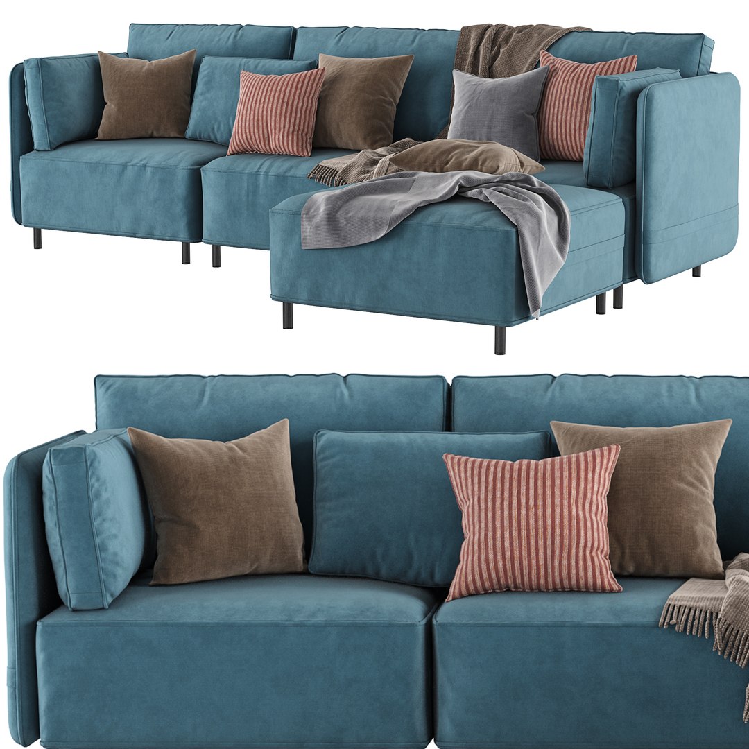 Fana Linen Modular Sectional Sofa By Acanva 3D Model - TurboSquid 2141483