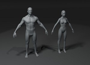 Male and Female Body Base Mesh 10k Polygons