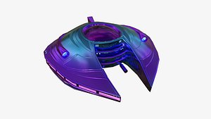 Alien Spaceship UFO D04 Purple Blue - Sci Fi Spacecraft Design 3D model
