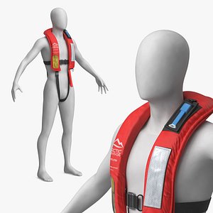 Arctic Survivor Life Jacket on Mannequin Red 3D model