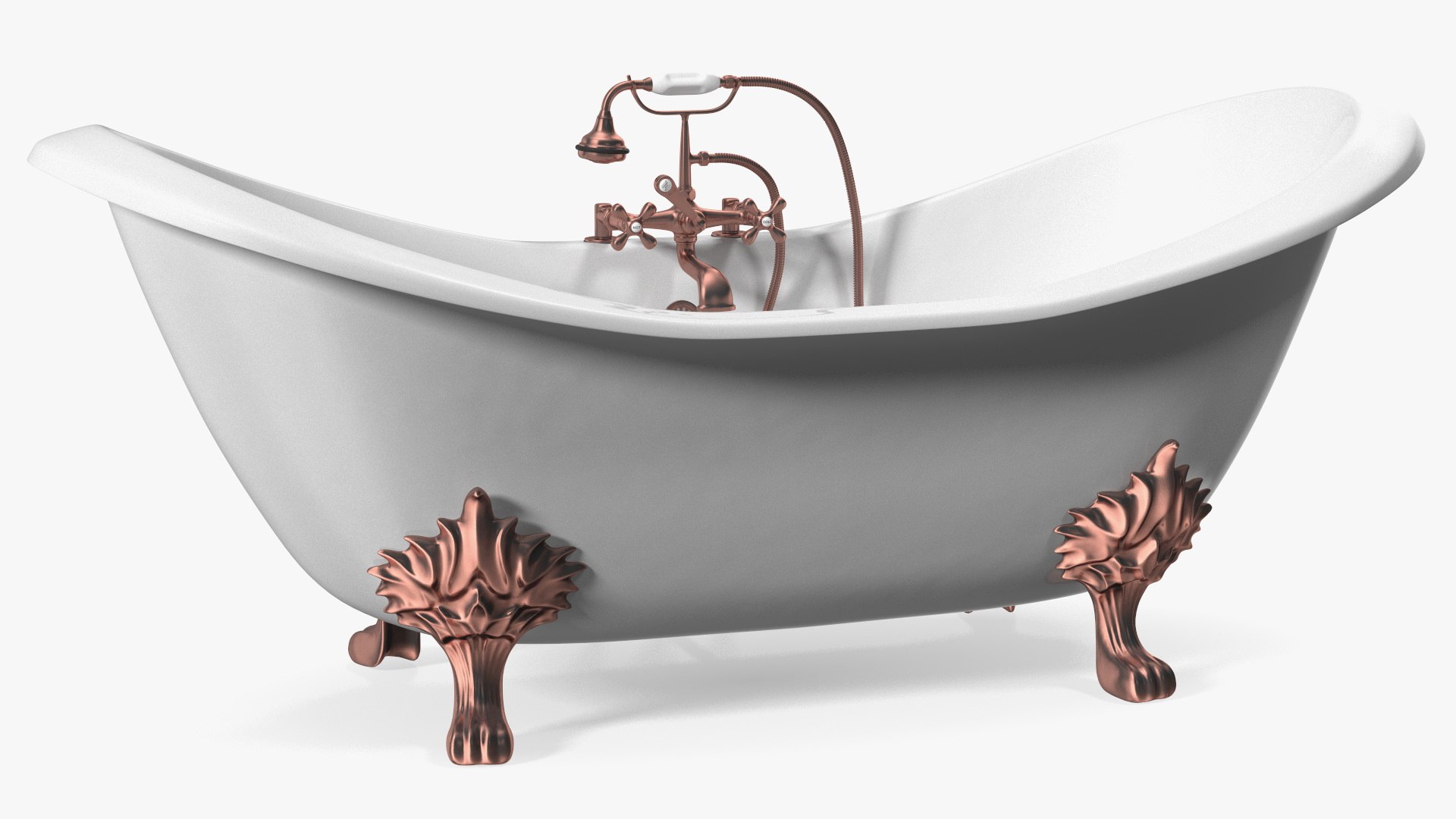 Luxury Antique Bath with Copper Mixer Shower 3D model preview