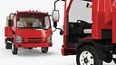 Flatbed Delivery Truck with Secured Pallets Red and Black