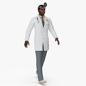 3D African American Male Doctor with Medical Tools Rigged for Cinema 4D