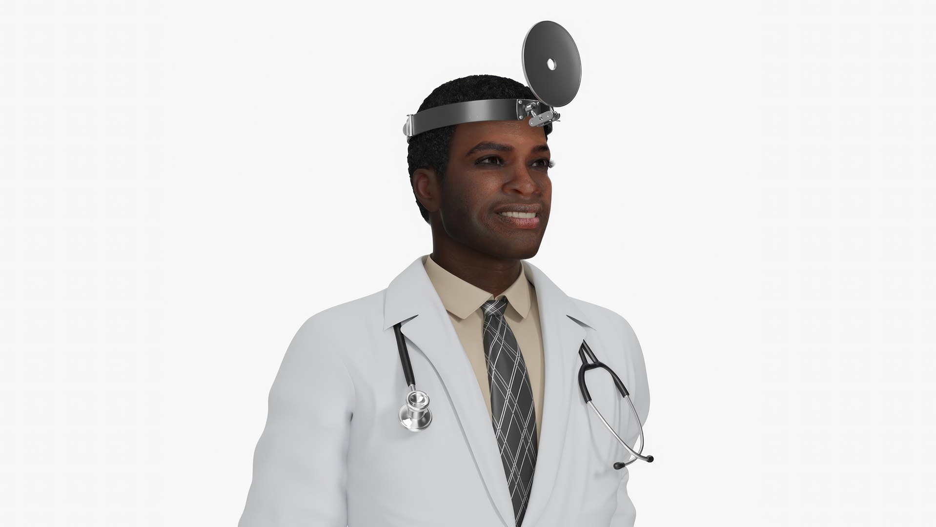 African American Male Doctor with Medical Tools Rigged for Cinema 4D 3D model preview