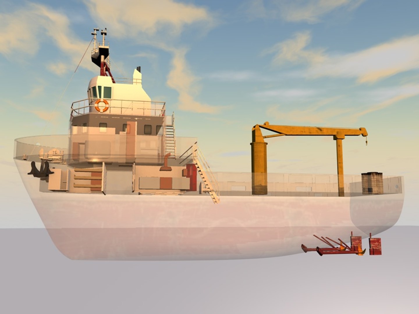 3d Model Workboat Interiors Details