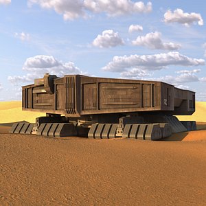 Futuristic Desert Harvester in Sand Dune