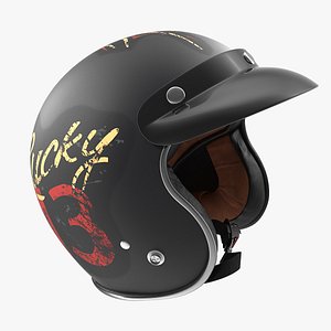 3D vintage motorcycle helmet lucky