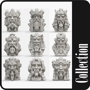 3D Collection 5 Stone Sentinel Busts