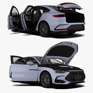 3D BYD Han DM-p Plug-in Hybrid Sedan Detailed Interior Animated Doors model