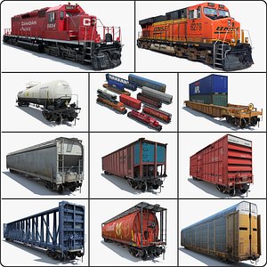 Freight Train 8 cars 2 engines