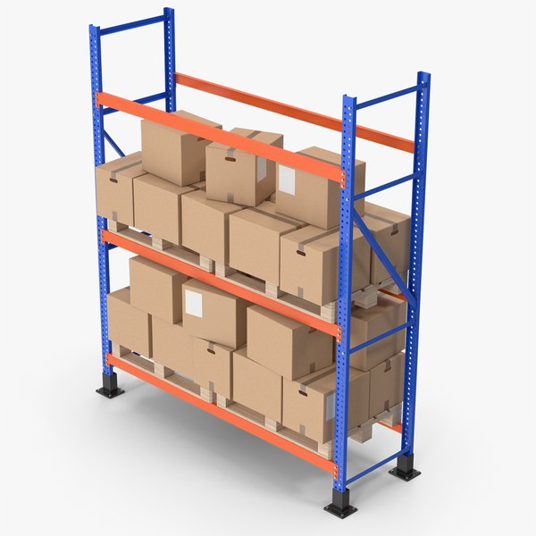 modèle 3D de Rack à palettes et boîtes en carton - TurboSquid 2161164