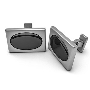 3D model The silver cufflink