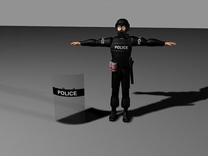 3d riot police officer man