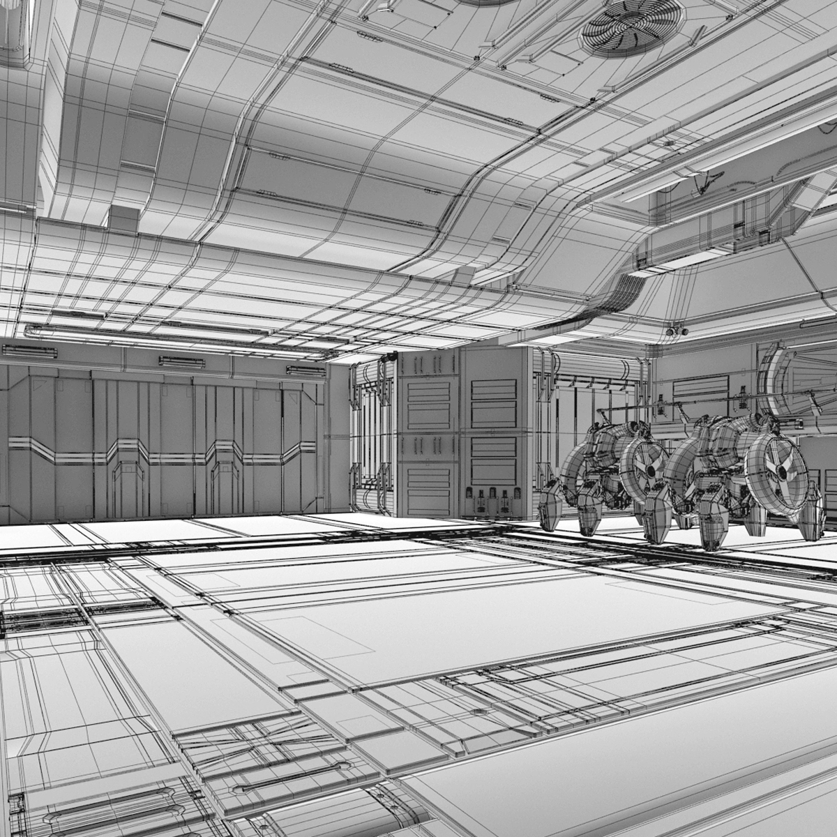 3d model sci fi hangar