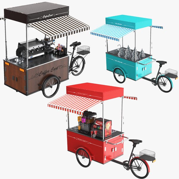 3D Three Detailed Food Carts