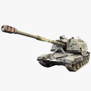 3D Destroyed 2S19 Msta 152 mm self-propelled howitzer M1990 Farm