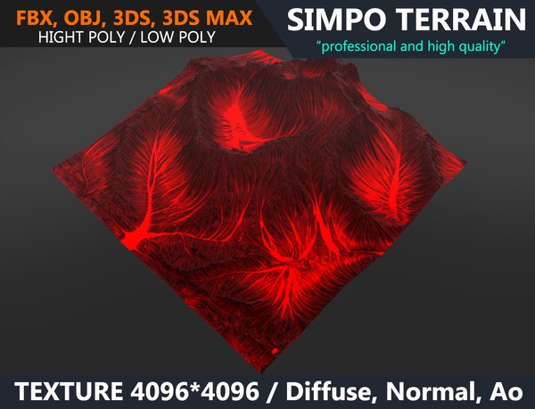 modelo 3d Low poly Realistic Volcano Terrain 05 - Game Ready ...