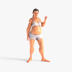 3D Stylized Human Female Corpulent Rigged model