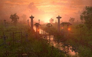 3D model Fantasy Asian River Bridge