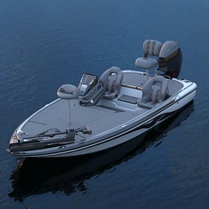 Open Deck Casting Boat White Floating Rigged for Maya model