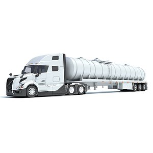 2024 Truck with Tank Semi Trailer 3D